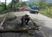 Satlantas Polres Luwu Gotong Royong  Bersama Warga Tambal Jalan Berlubang