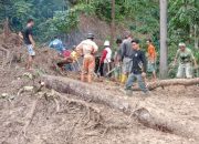 Tak Ada Alat Berat, Warga Latimojong Gotong Royong Bersihkan Jalan Yang Terkena Longsor