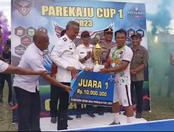 Bupati Luwu Hadiri Penutupan Turnamen Sepak Bola Parekaju Cup I di Ponrang