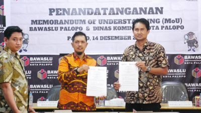 Bawaslu Dan Dinas Kominfo Palopo Tanda Tangani MoU Sinergitas Publikasi Kegiatan Kepemiluan Dan Demokrasi